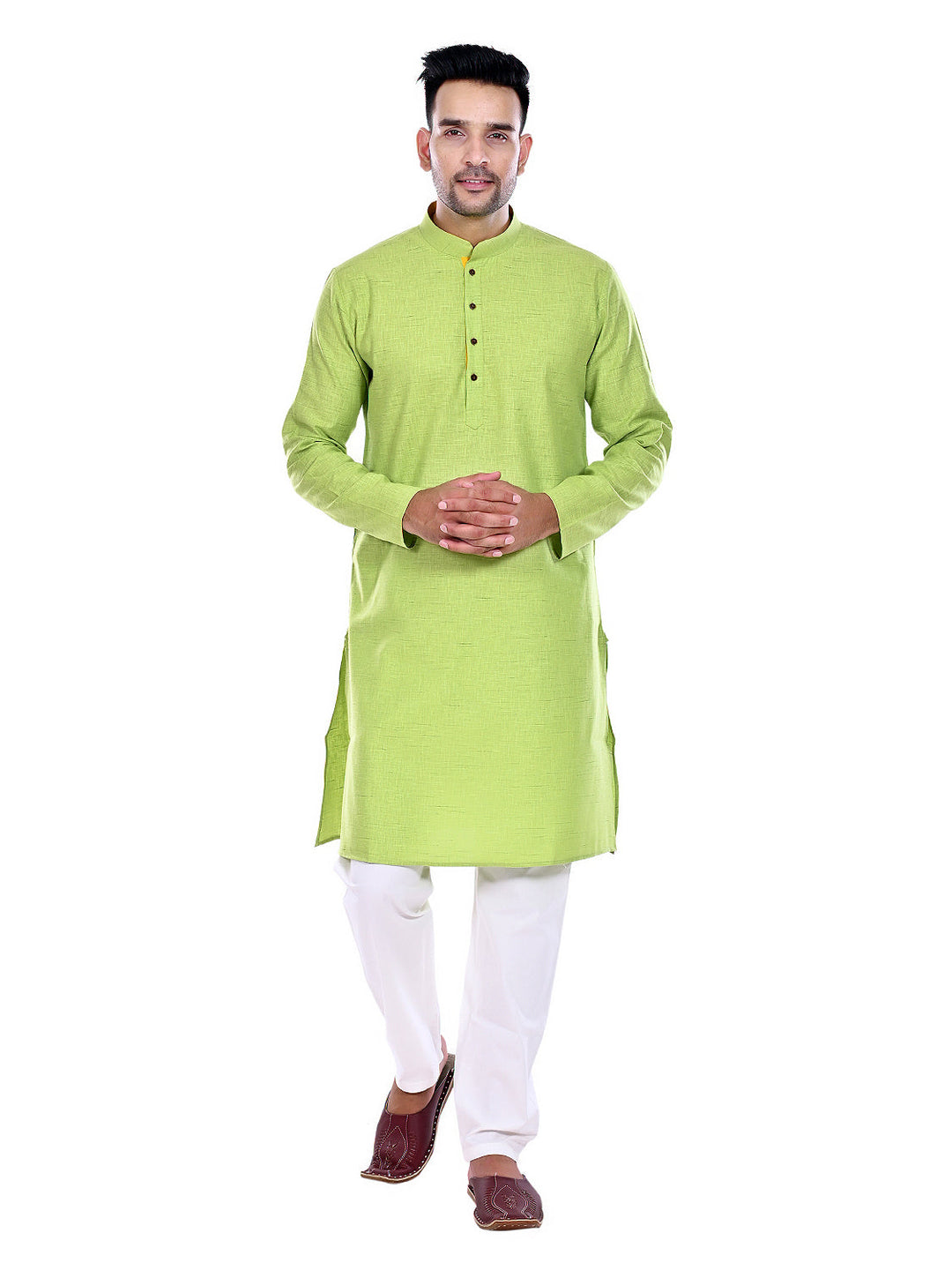 Textured Lime Green Kurta Set