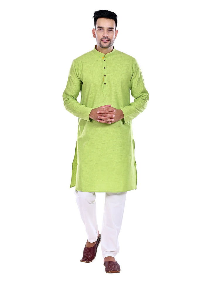Textured Lime Green Kurta Set