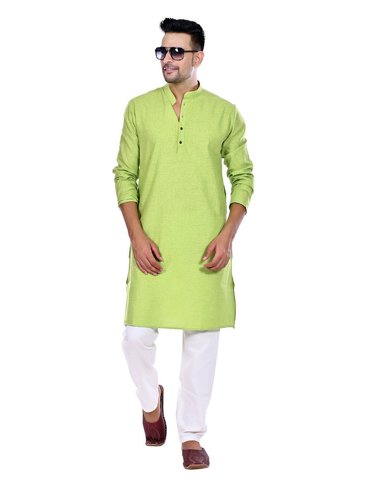 Textured Lime Green Kurta Set