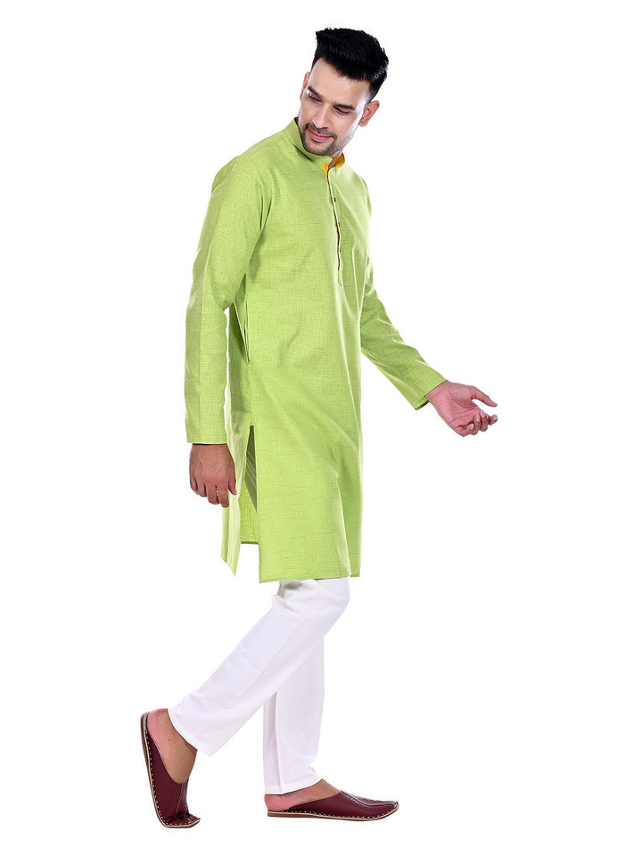Textured Lime Green Kurta Set