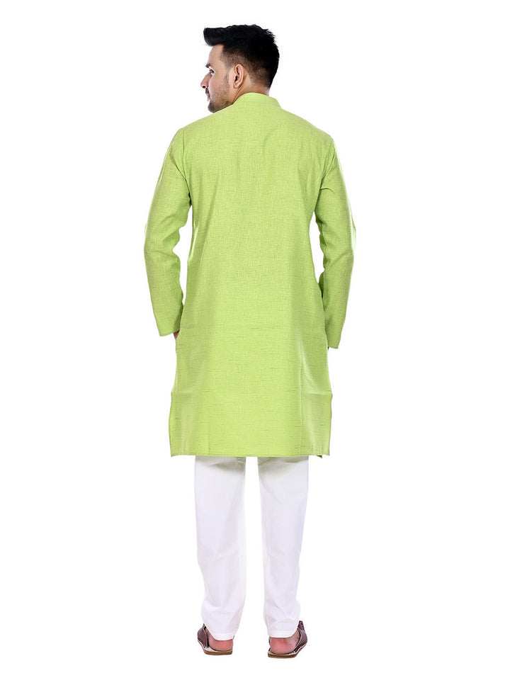 Textured Lime Green Kurta Set