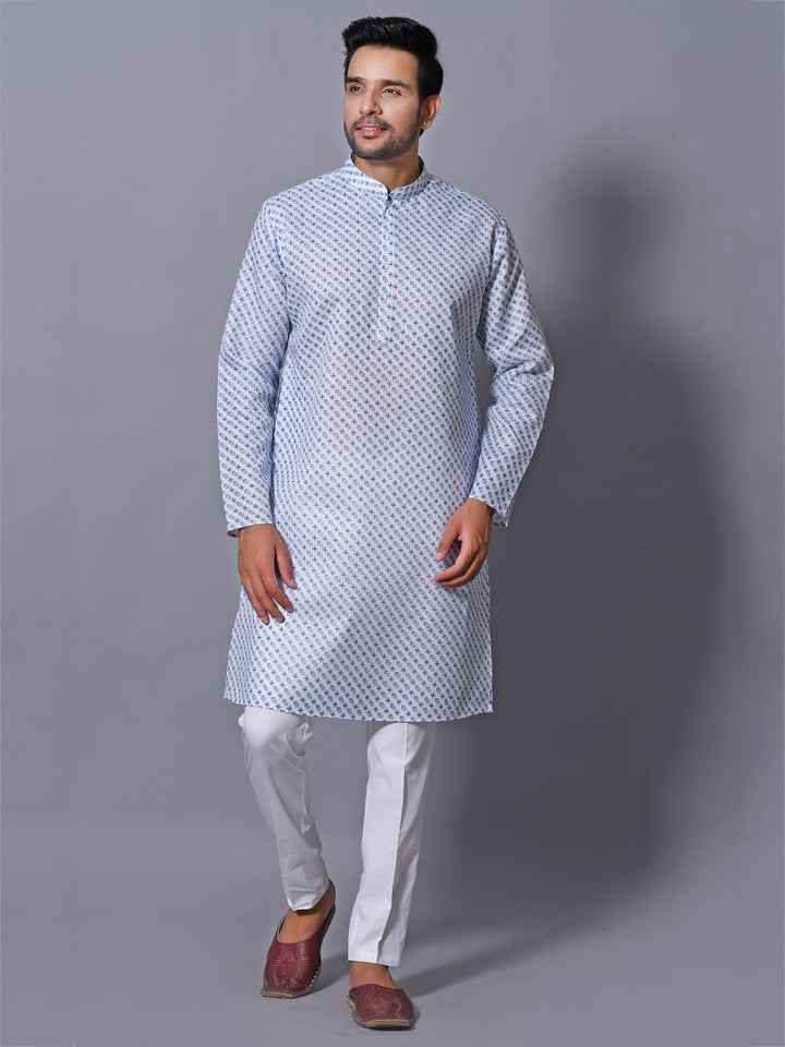 Abstract Blue Kurta Set