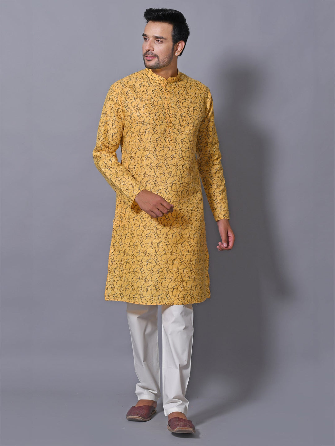 Abstract Yellow Kurta Set