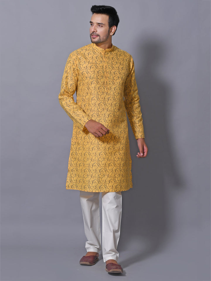 Abstract Yellow Kurta Set