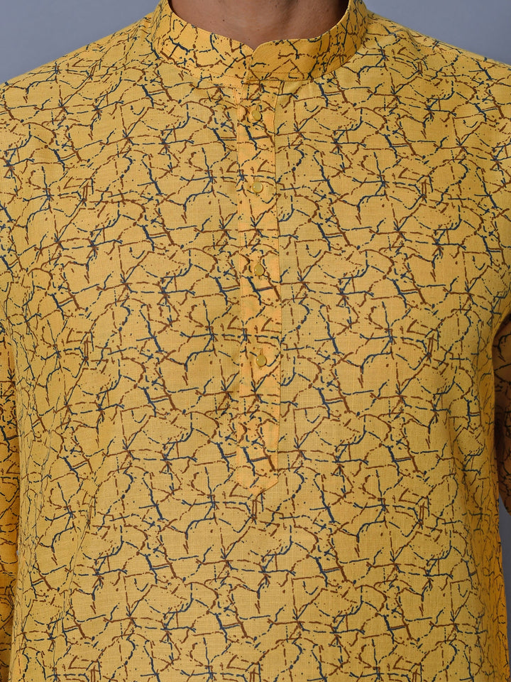 Abstract Yellow Kurta Set