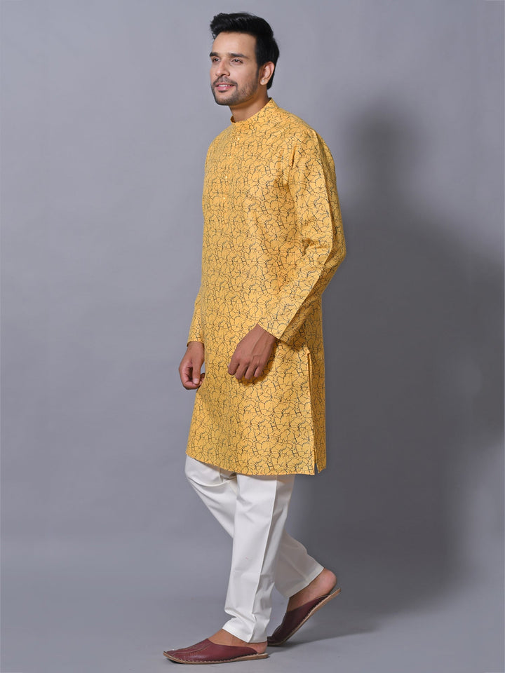 Abstract Yellow Kurta Set
