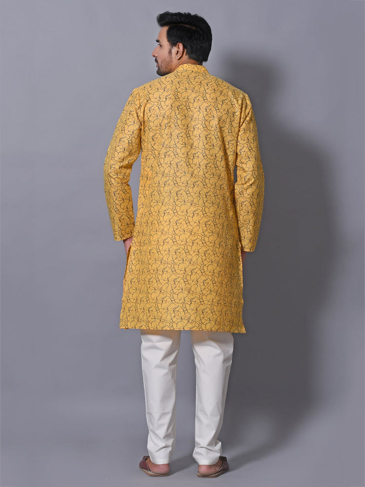 Abstract Yellow Kurta Set