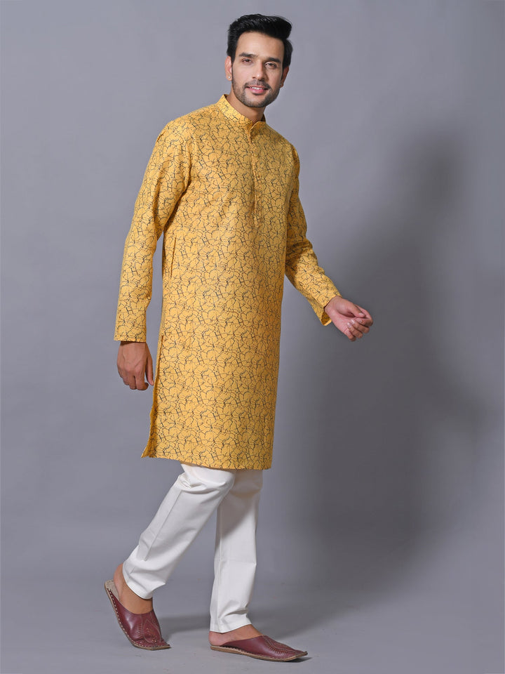 Abstract Yellow Kurta Set