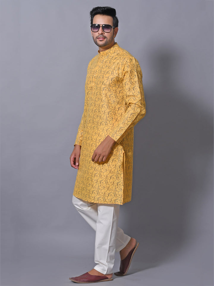 Abstract Yellow Kurta Set