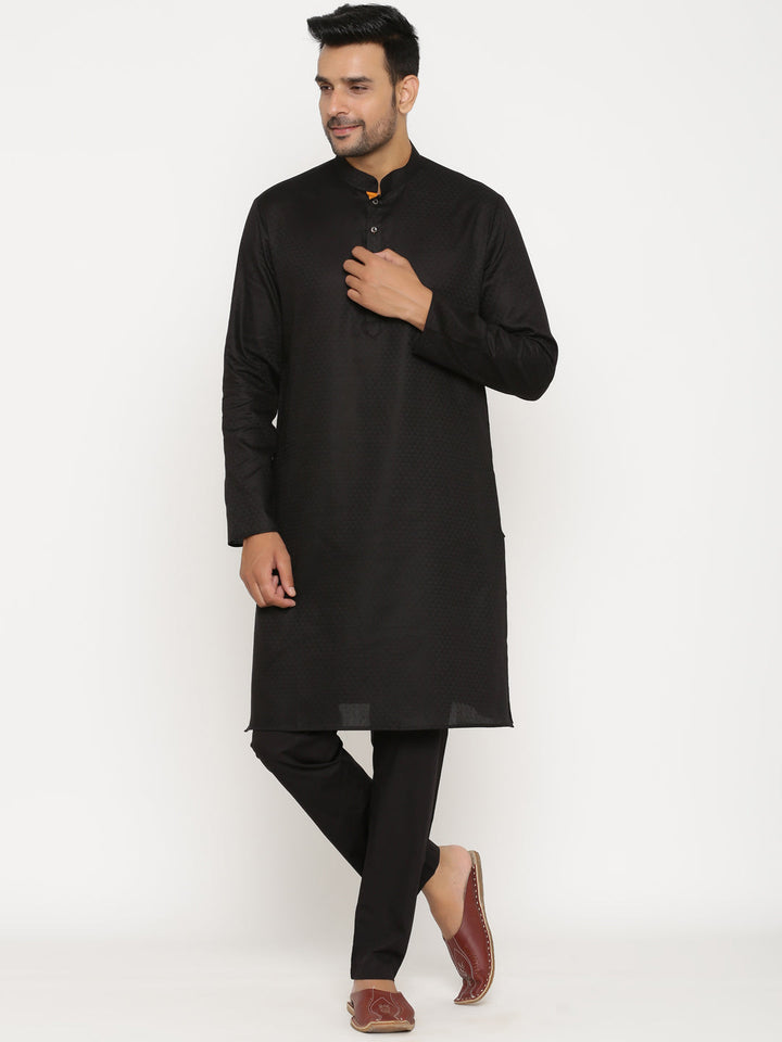 Textured Black Kurta Set