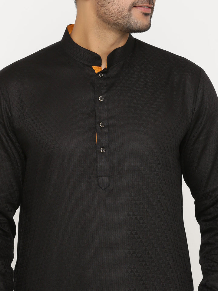Textured Black Kurta Set