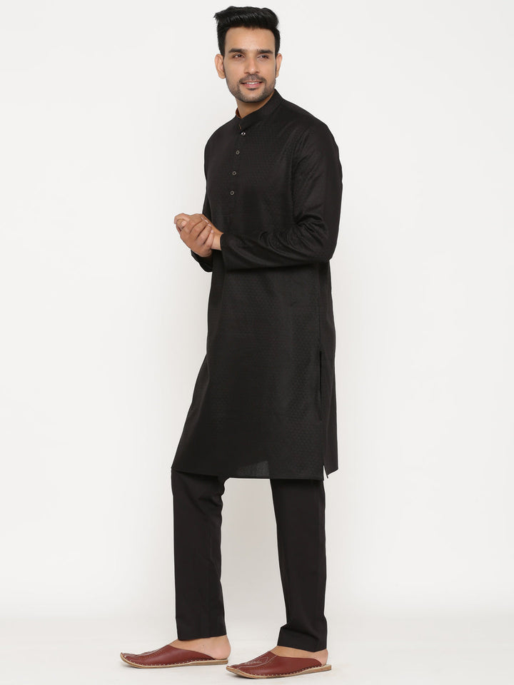 Textured Black Kurta Set