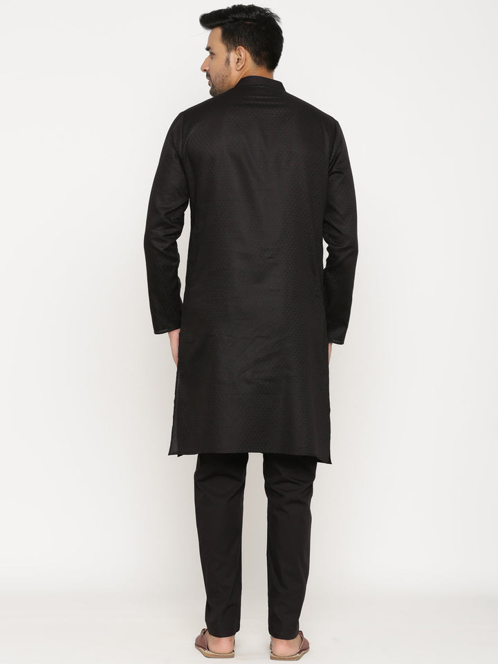 Textured Black Kurta Set