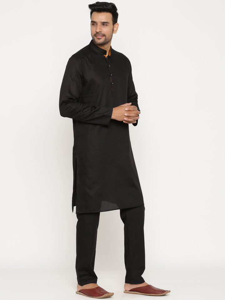 Textured Black Kurta Set