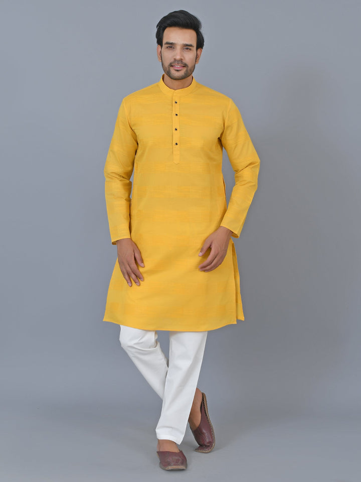 Textured Mustard Kurta Set