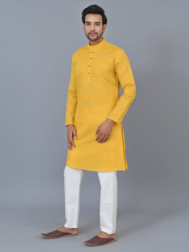 Textured Mustard Kurta Set