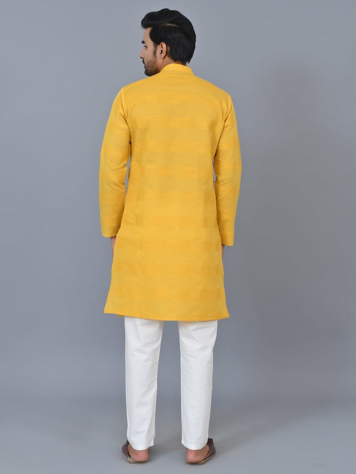 Textured Mustard Kurta Set
