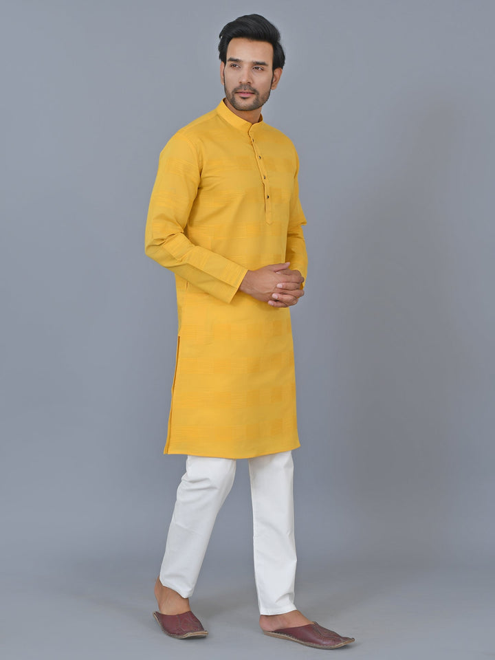 Textured Mustard Kurta Set