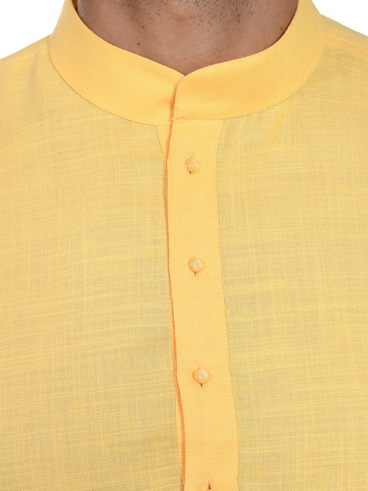 Textured Yellow Kurta Set