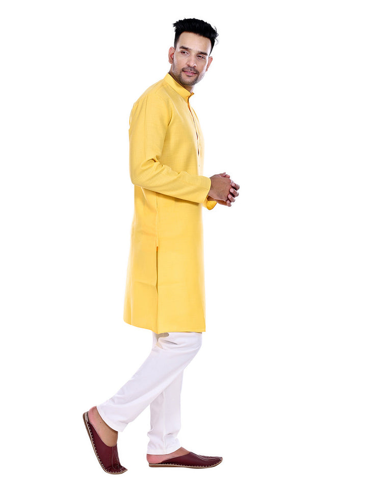 Textured Yellow Kurta Set