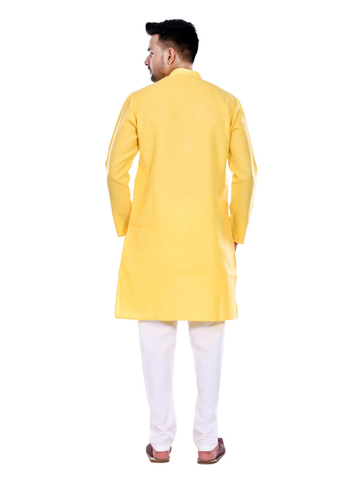Textured Yellow Kurta Set