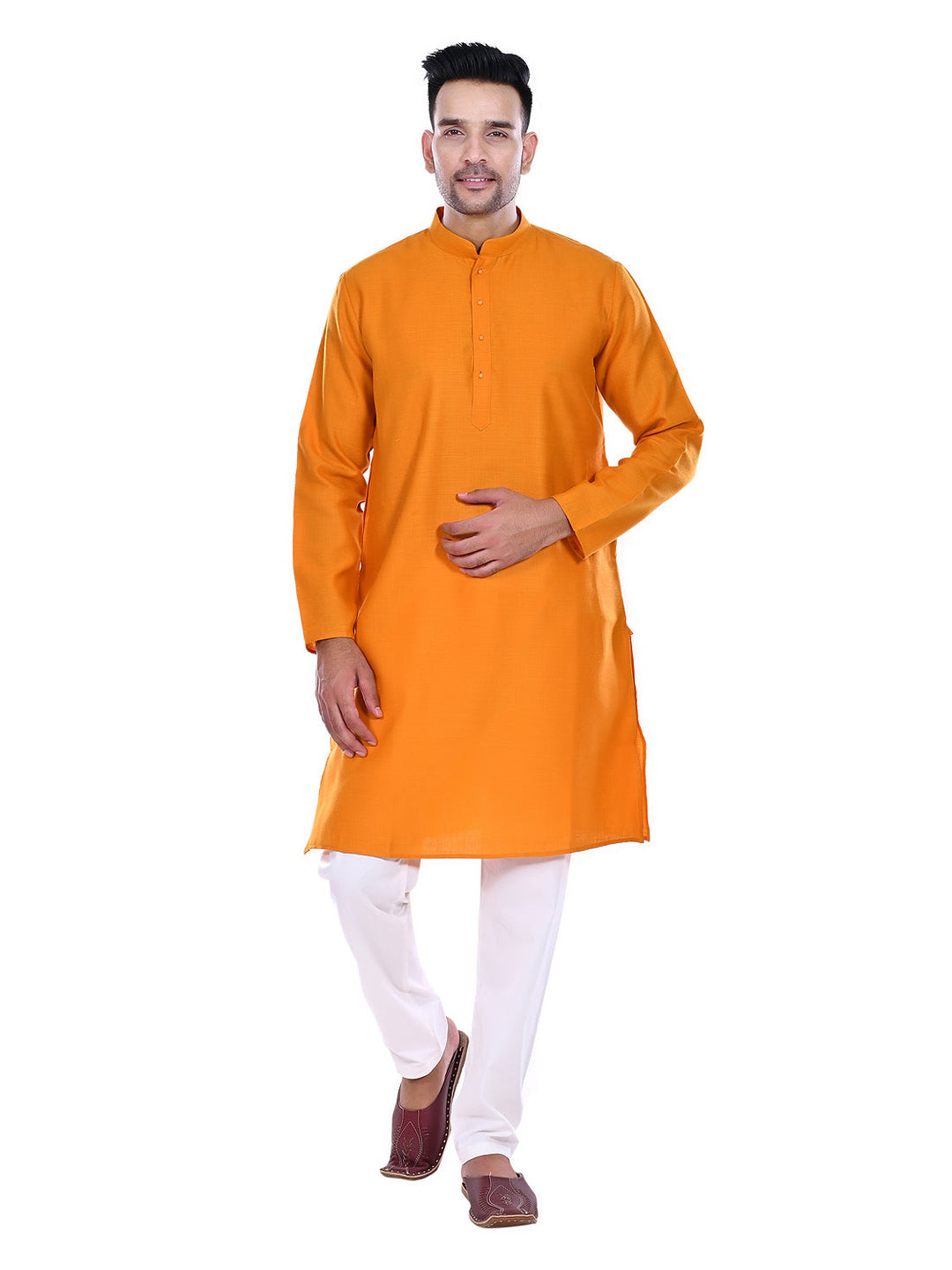 Textured Orange Kurta Set