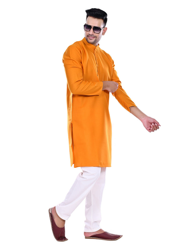 Textured Orange Kurta Set