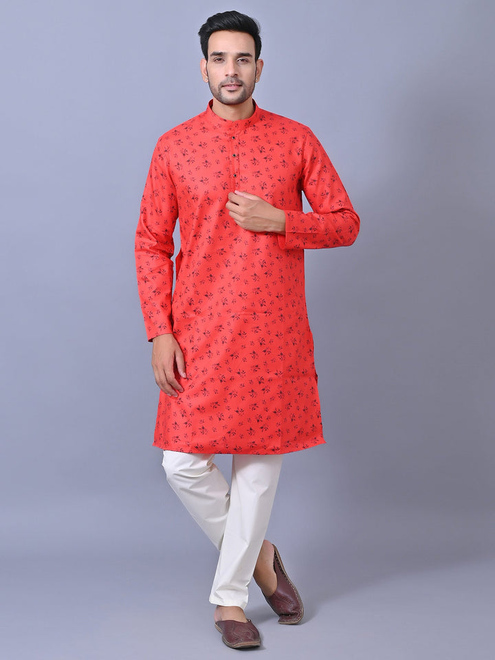 Printed Red Kurta Set