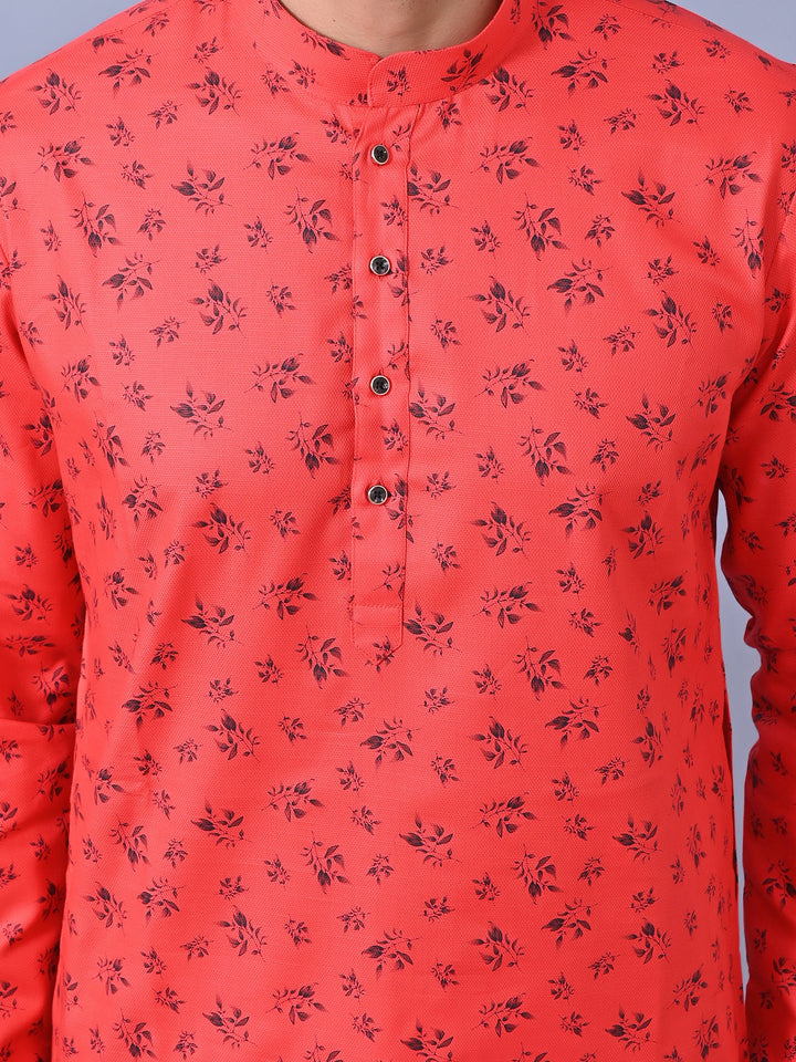 Printed Red Kurta Set