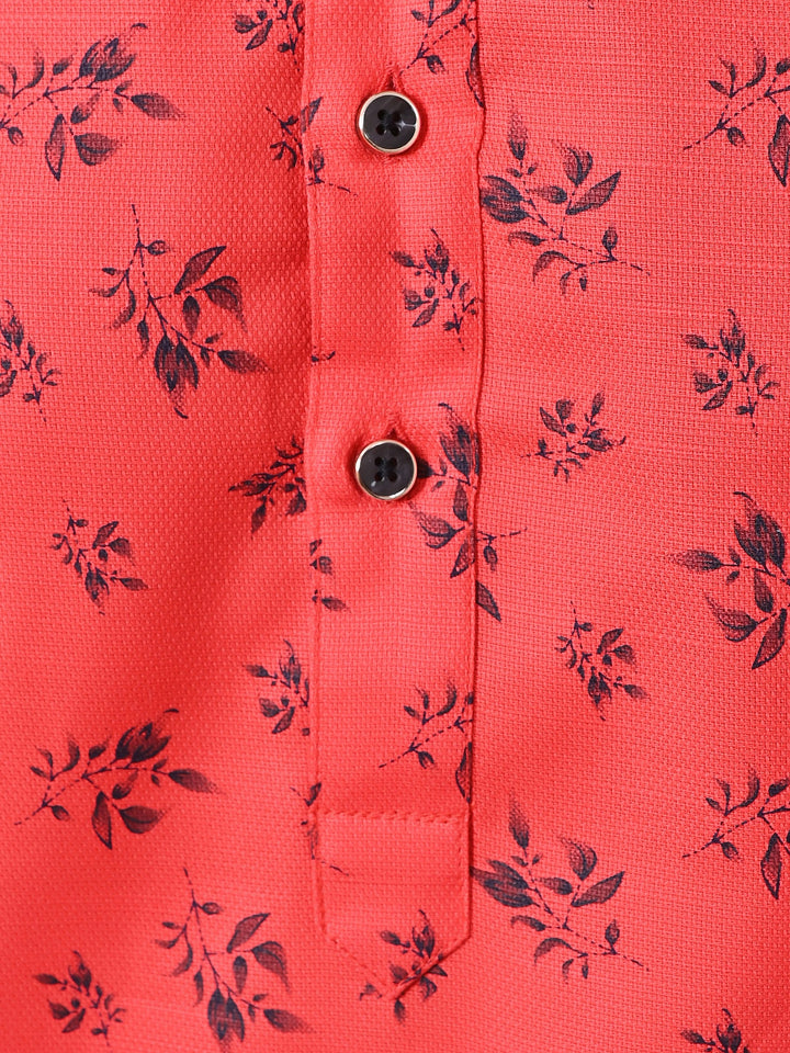 Printed Red Kurta Set