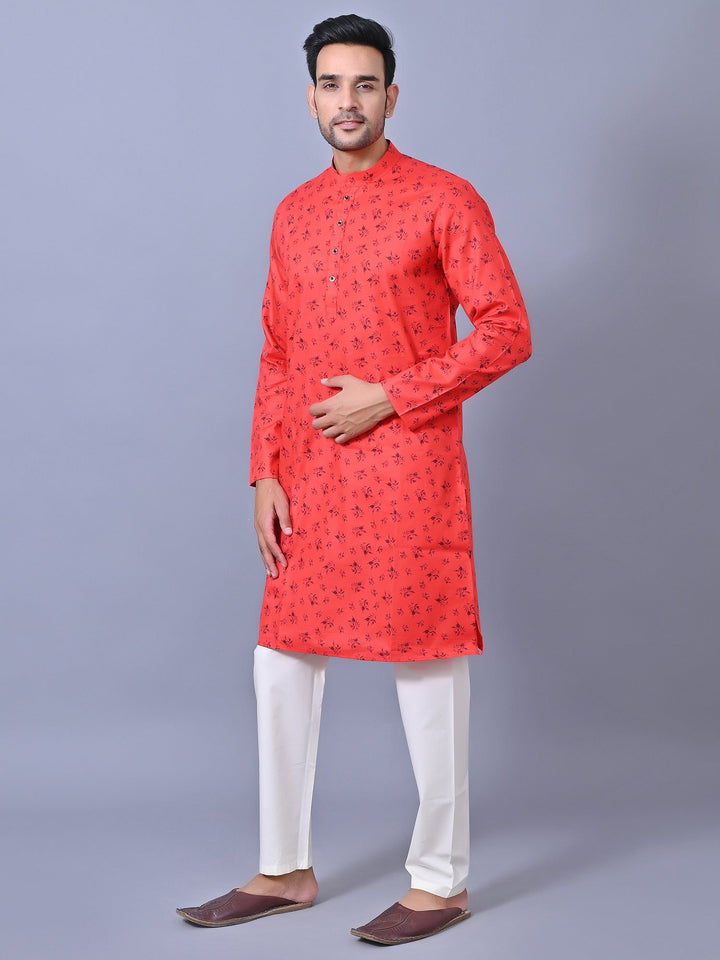 Printed Red Kurta Set