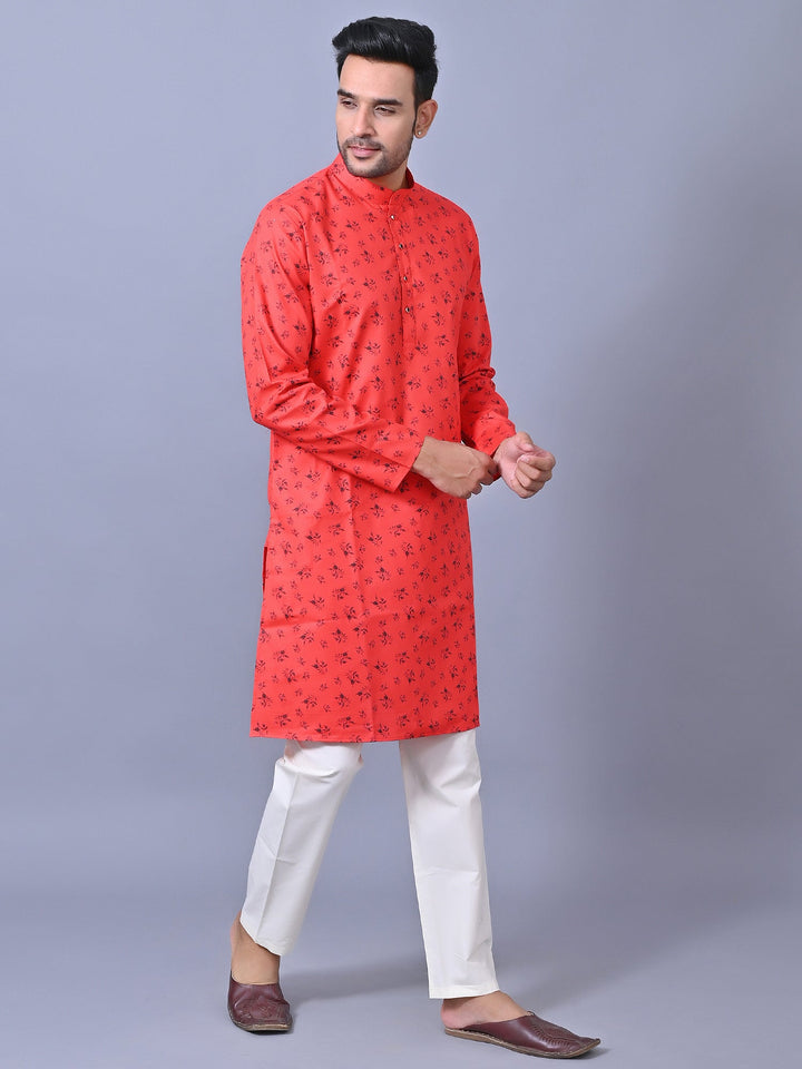 Printed Red Kurta Set