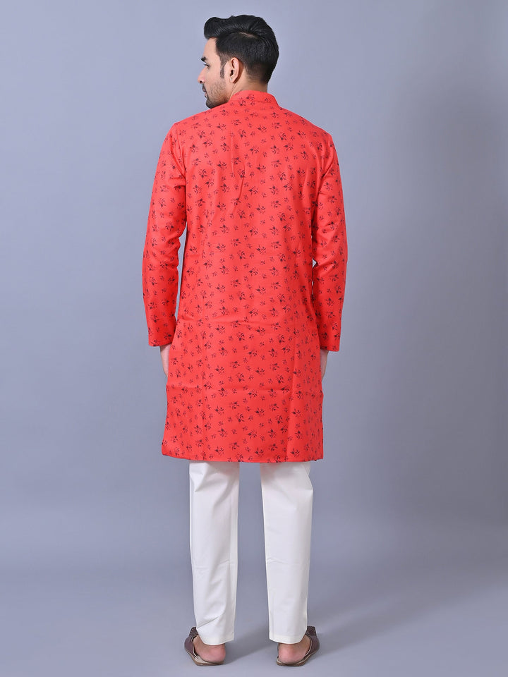 Printed Red Kurta Set