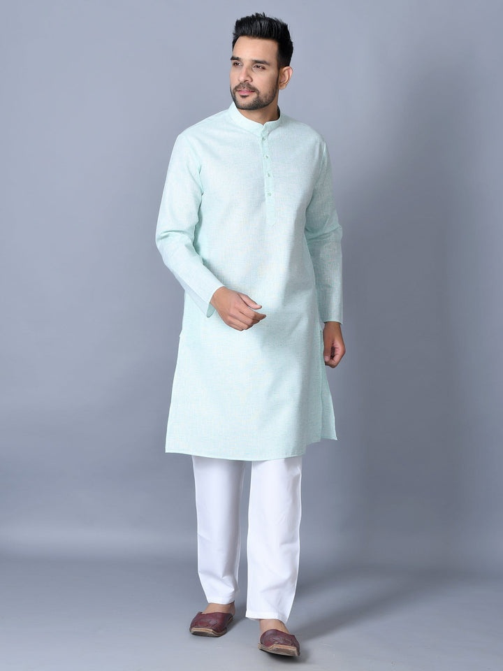 Textured Turquoise Blue Kurta Set