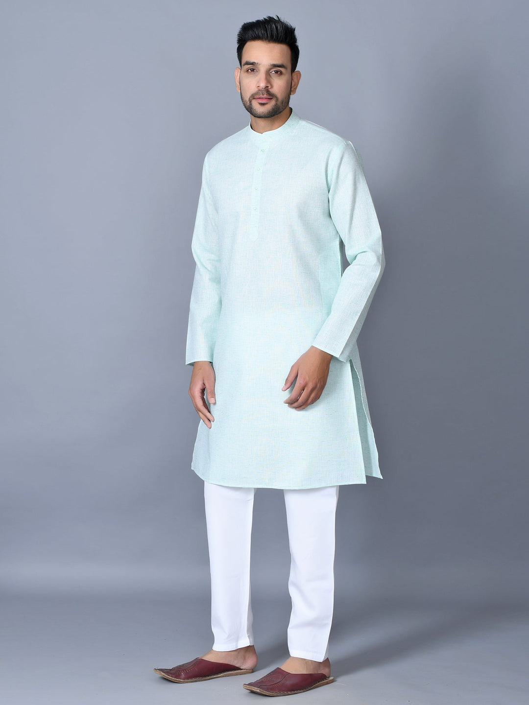 Textured Turquoise Blue Kurta Set