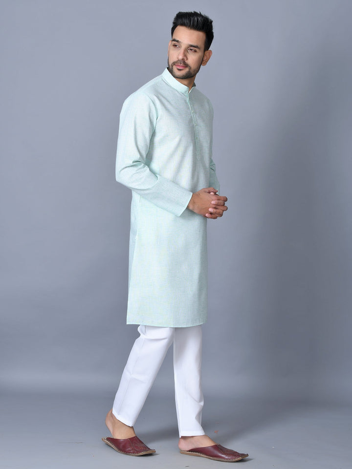 Textured Turquoise Blue Kurta Set