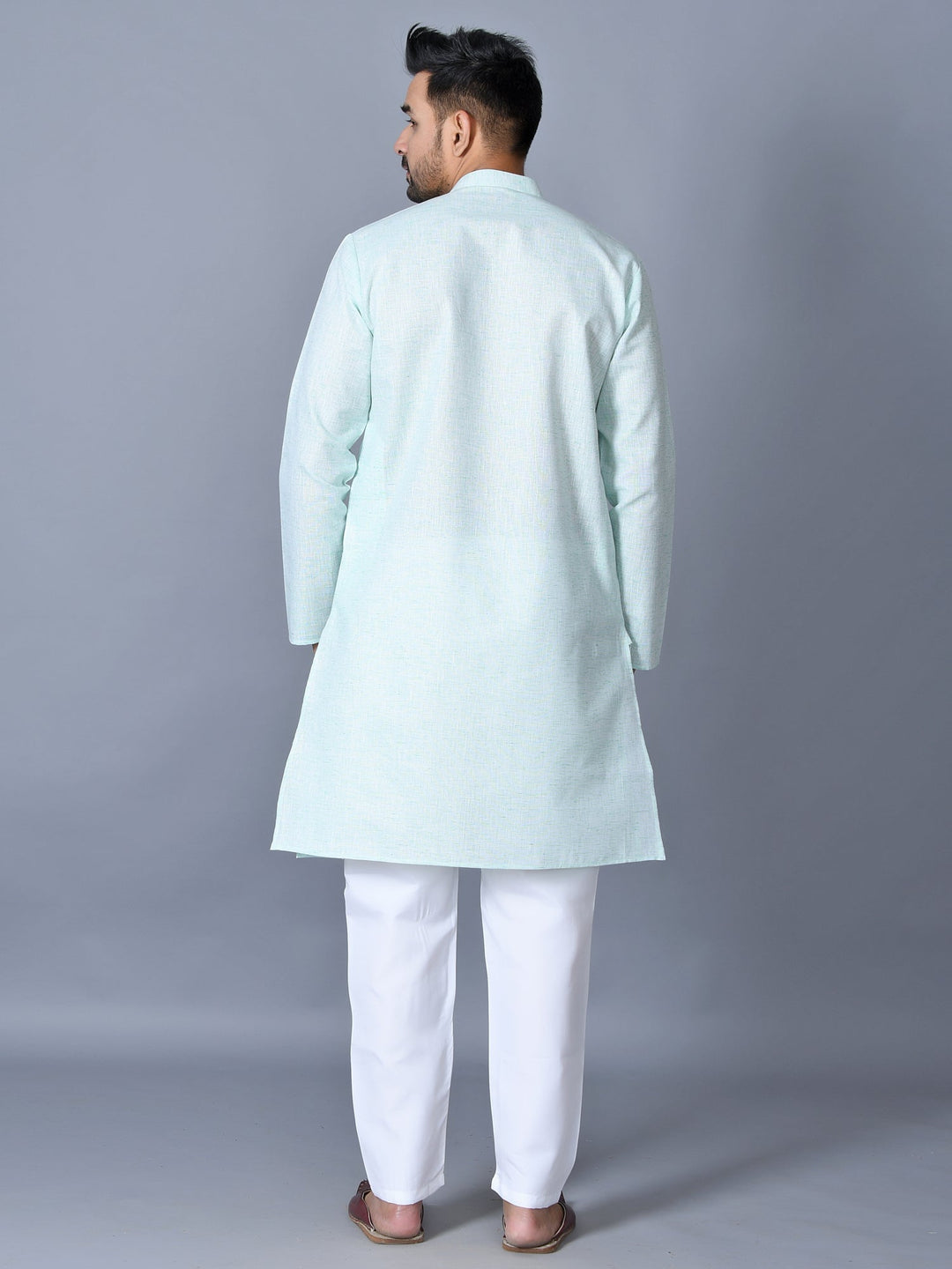 Textured Turquoise Blue Kurta Set