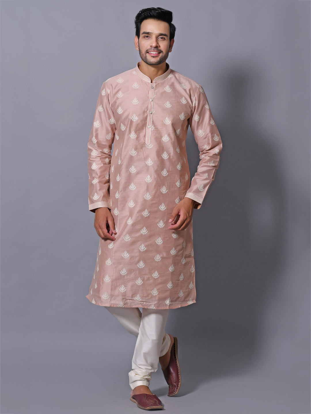 Ethnic Motifs Peach Kurta Set