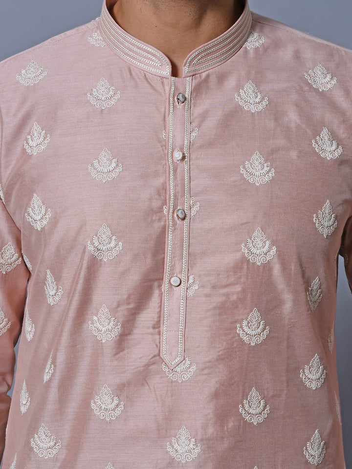 Ethnic Motifs Peach Kurta Set