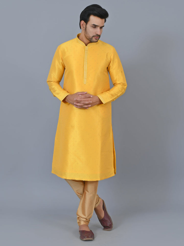 Textured Mustard Kurta Set