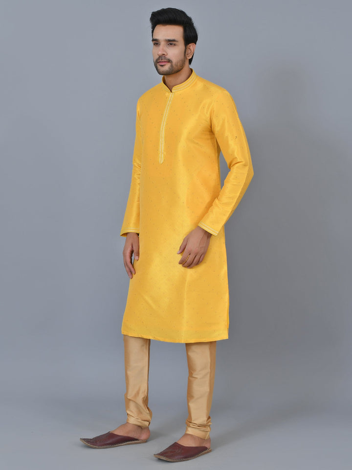 Textured Mustard Kurta Set