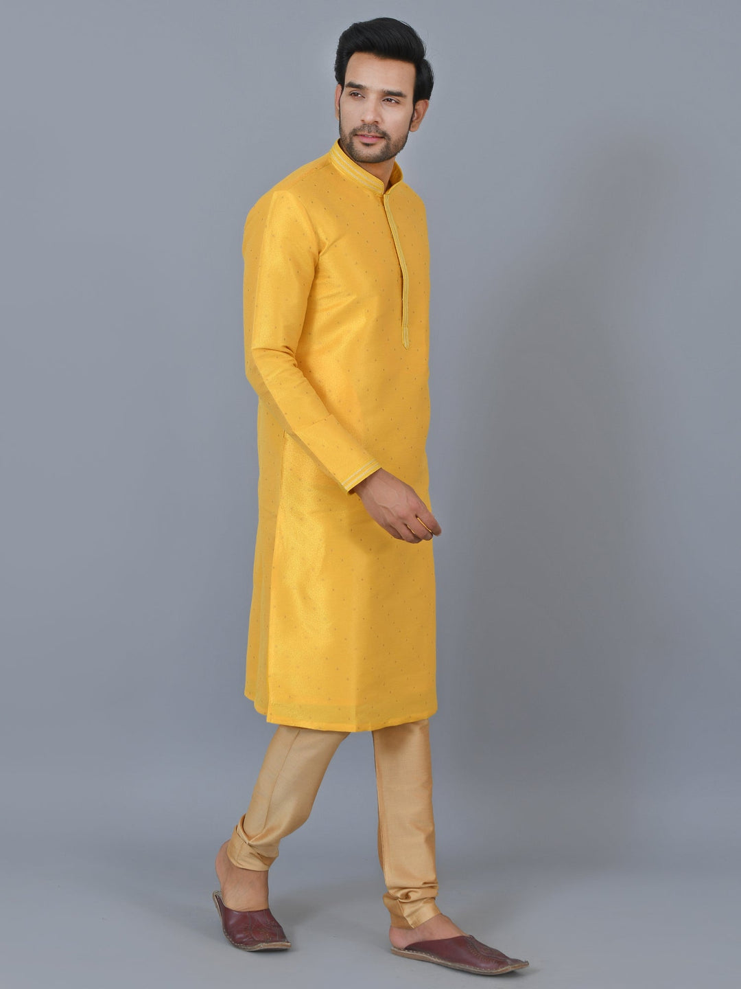Textured Mustard Kurta Set
