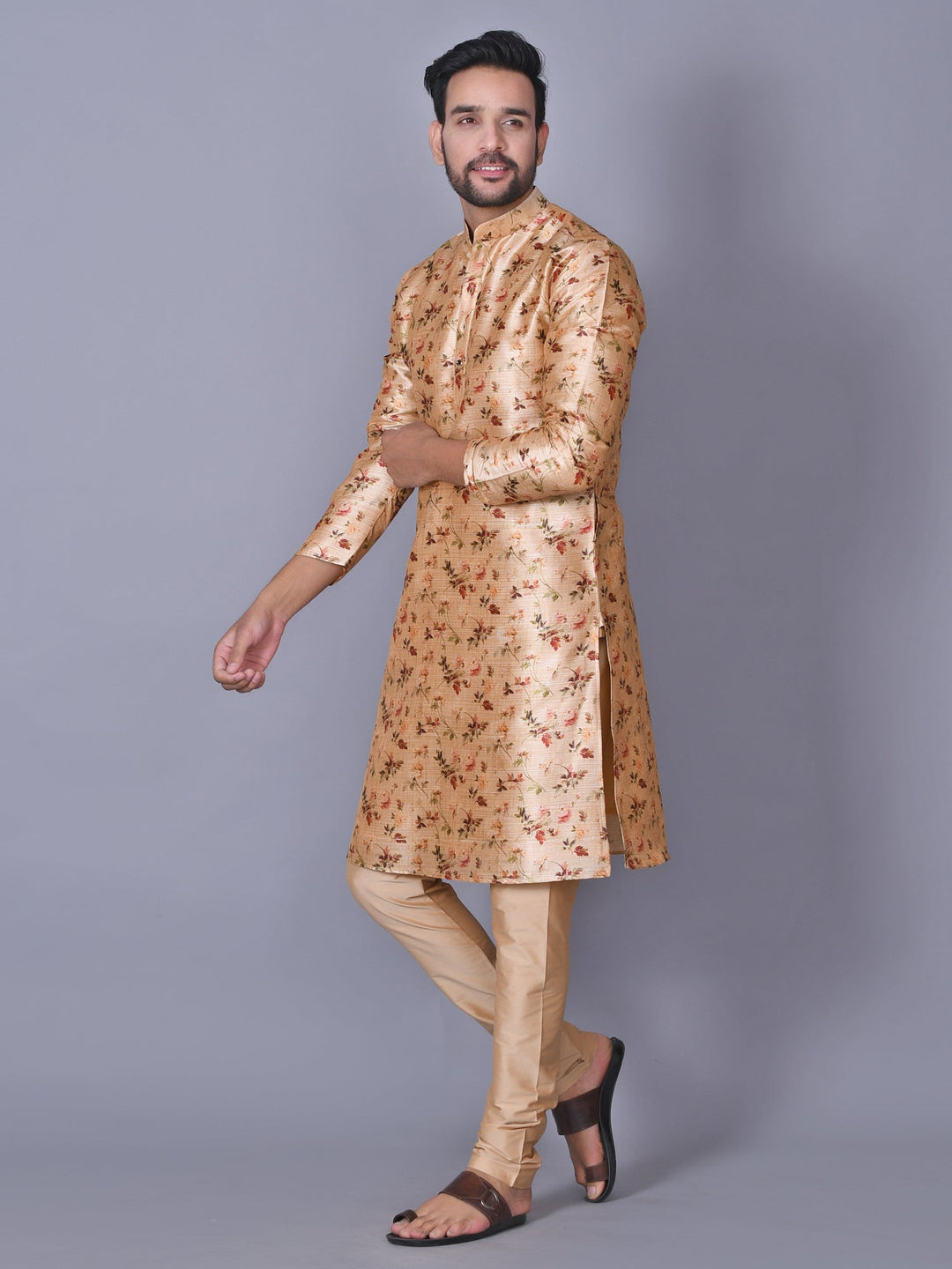 Floral Tan Kurta Set