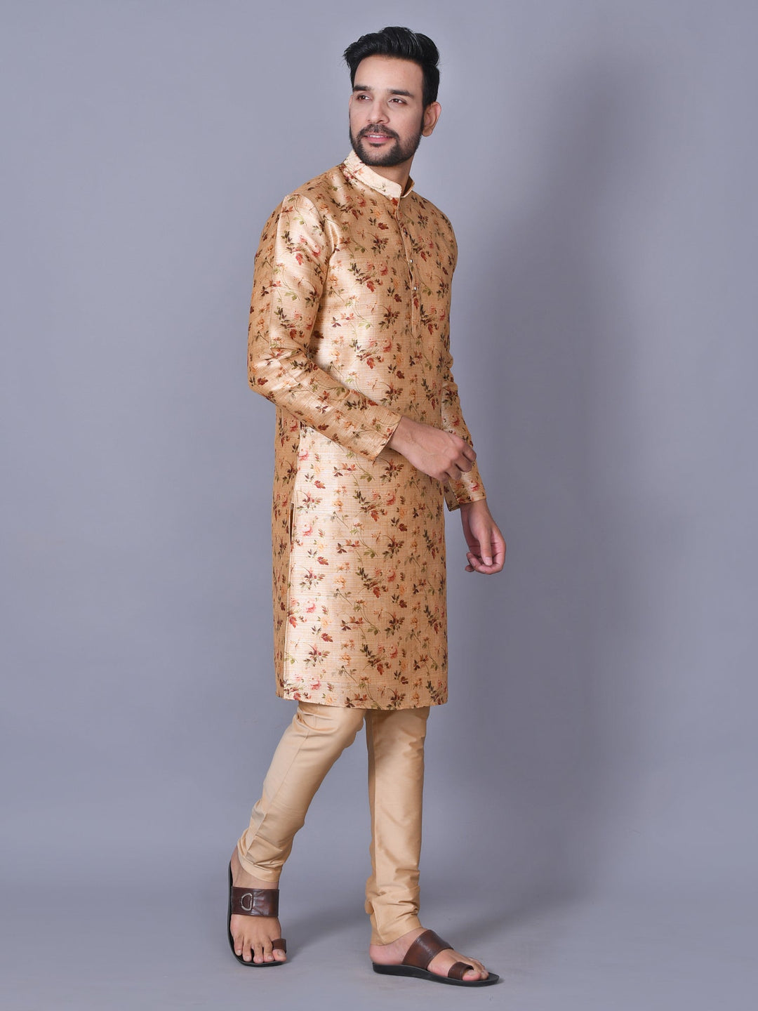 Floral Tan Kurta Set