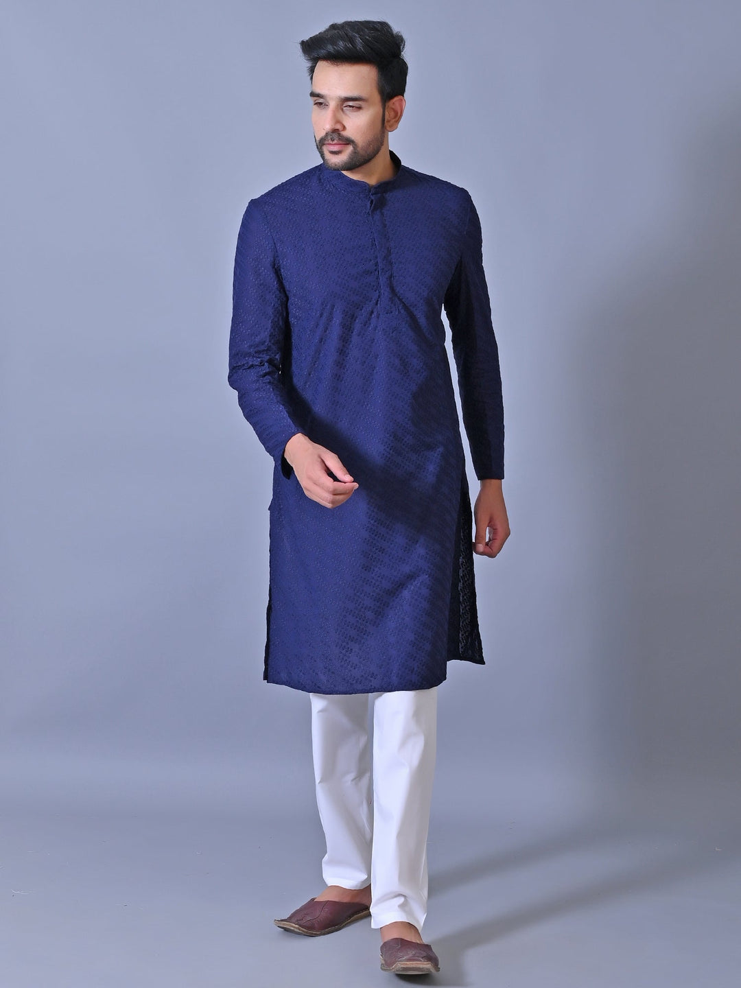 Chikan Blue Kurta Set