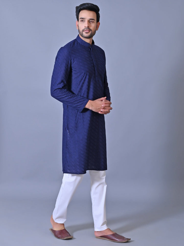 Chikan Blue Kurta Set
