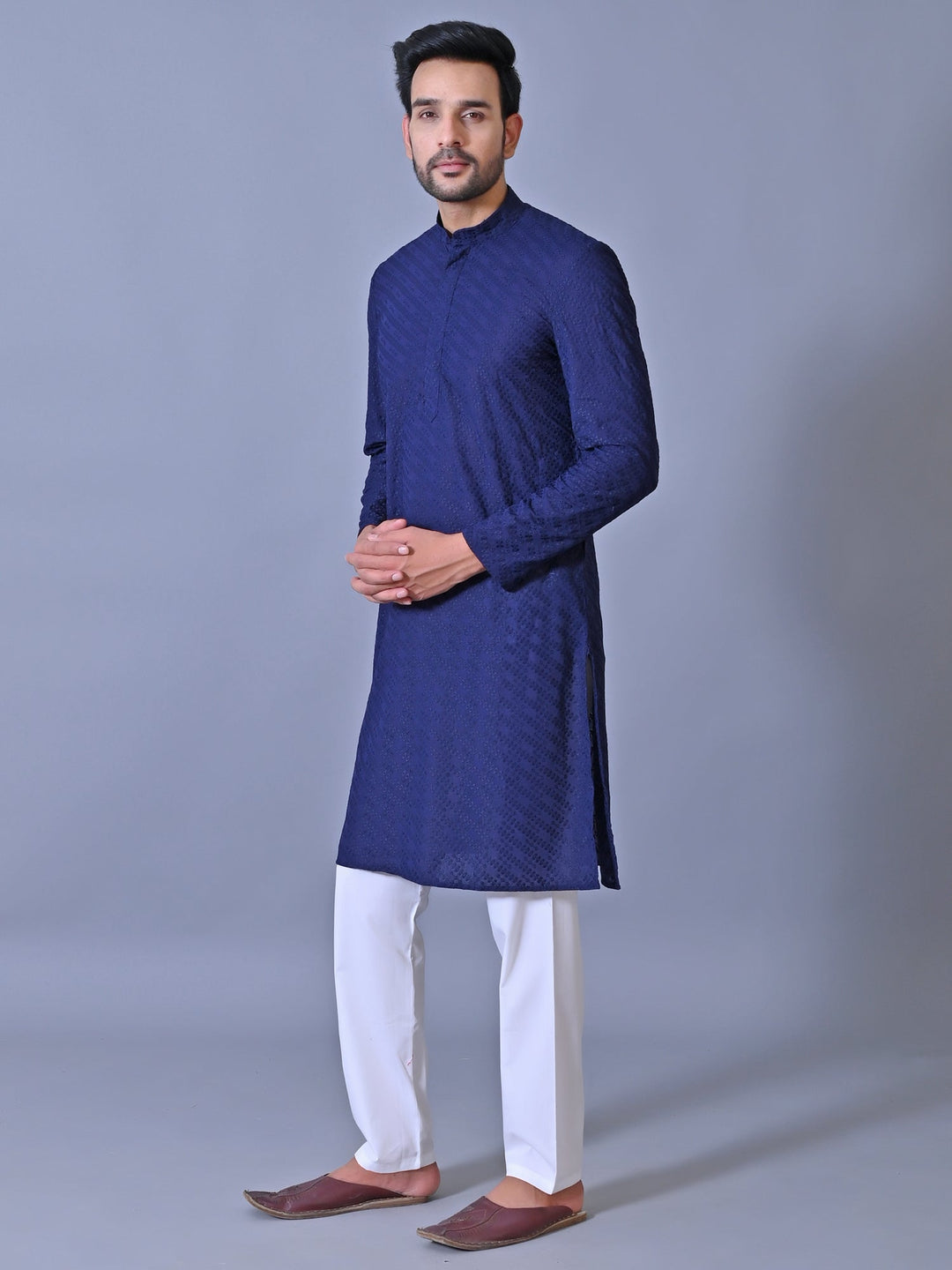 Chikan Blue Kurta Set