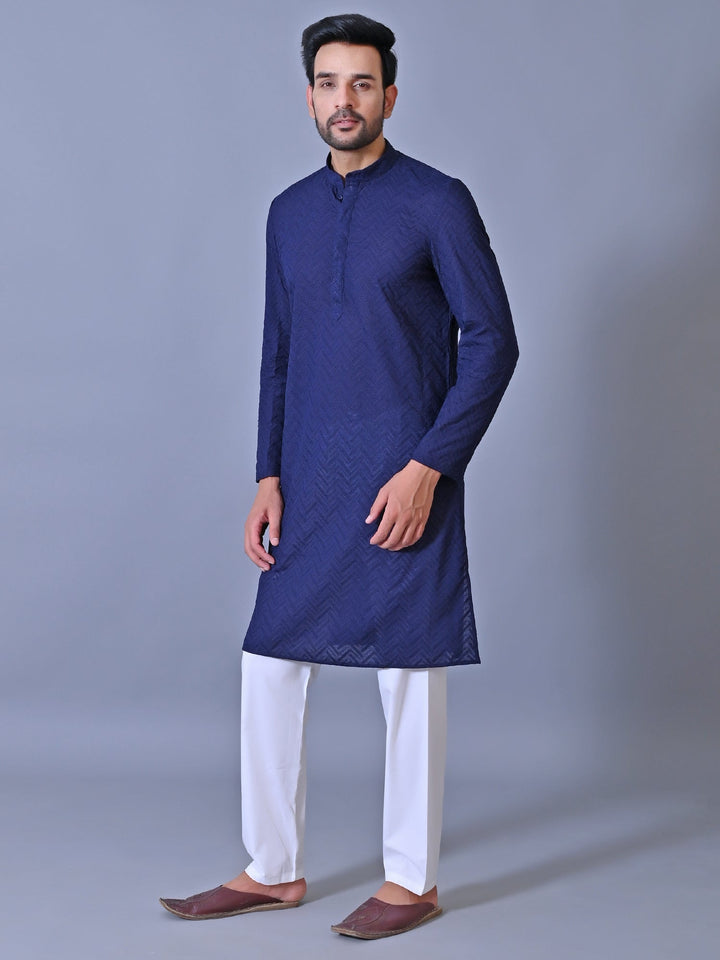 Chikan Blue Kurta Set