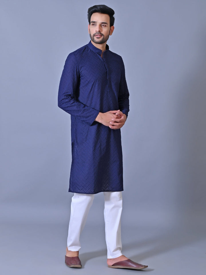 Chikan Blue Kurta Set
