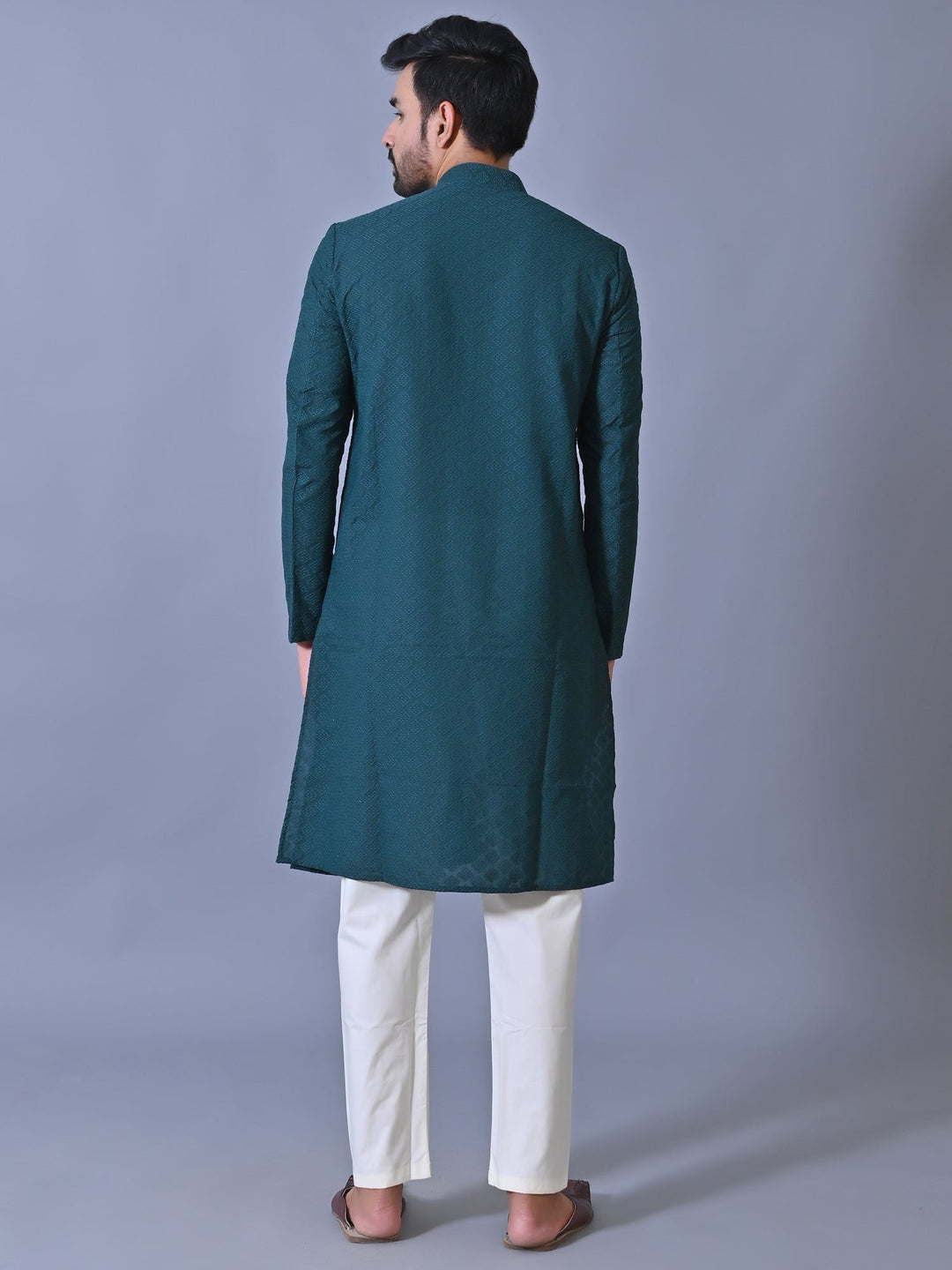 Chikan Teal Kurta Set